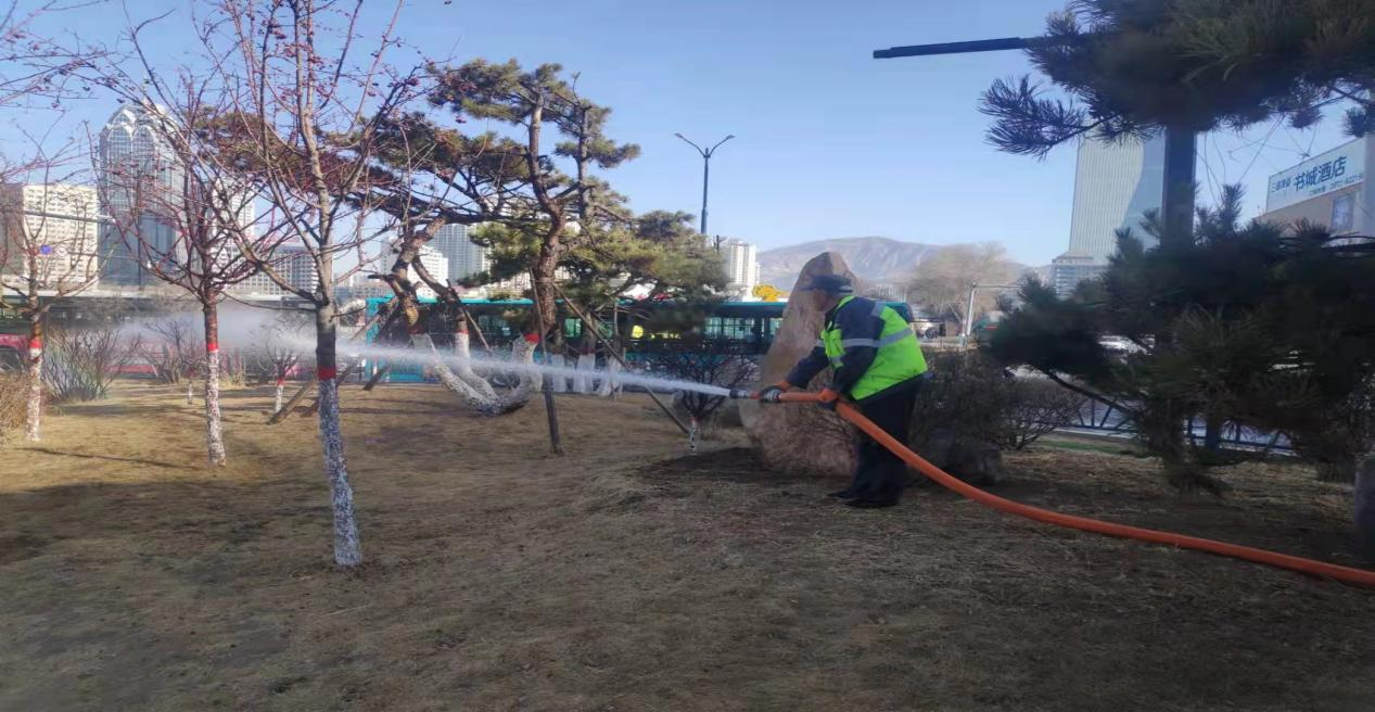 城中区开启春灌模式 园林植被“开怀畅饮”